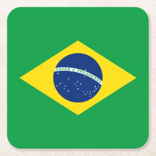 ブラジル愛国国旗 スクエアペーパーコースター
