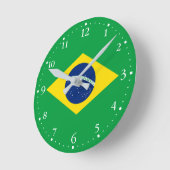 ブラジル愛国国旗 ラウンド壁時計 (傾斜)