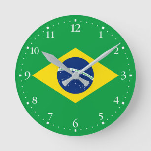 ブラジル愛国国旗 ラウンド壁時計
