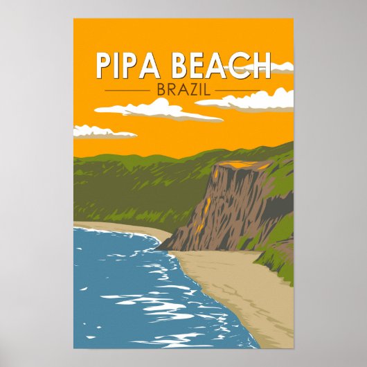 ブラジル旅行アートヴィンテージ ピパビーチ ポスター (正面)