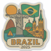 ブラジル旅行デザイン（年号カスタム可） シール (正面)
