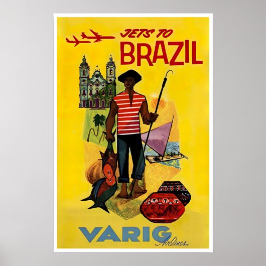 ブラジル旅行ポスター Varig航空アート リオデジャネイロ ポスター (正面)