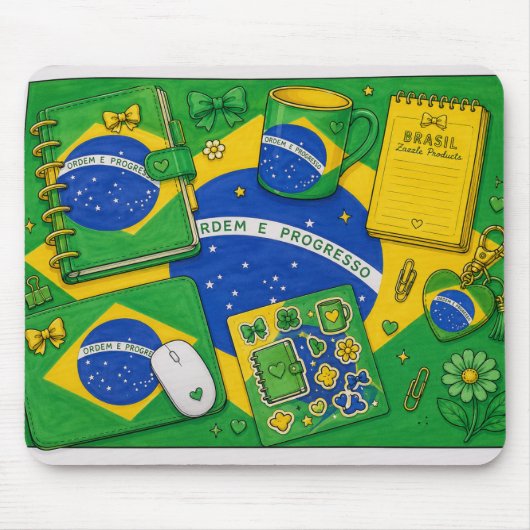 ブラジル旗文房具アイデア マウスパッド (正面)