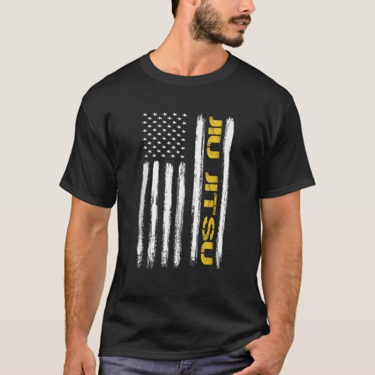 ブラジル柔術アメリカ国旗USスポーツギフト Tシャツ (正面)