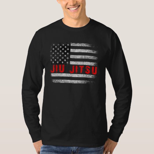 ブラジル柔術アメリカ国旗Usスポーツ Tシャツ (正面)