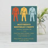 ブラジル柔術ギグラフィックティール(緑がかった色)ボーイズ誕生日 招待状 (スタンド正面)