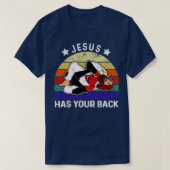 ブラジル柔術ジズイエズスはあなたの背中を持っている1 Tシャツ (デザイン正面)