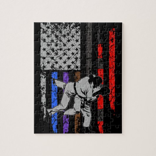 ブラジル柔術スター&ストライプランクBJJ国旗 ジグソーパズル (縦)