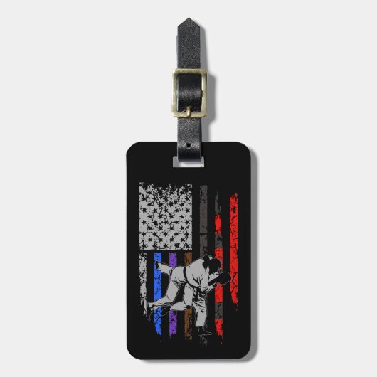 ブラジル柔術スター&ストライプランクBJJ国旗 ラゲッジタグ (正面縦)