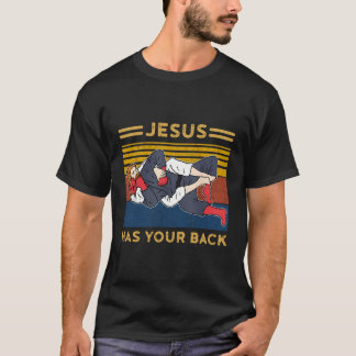 ブラジル柔術フグ無料イエスはあなたの背中を持っている Tシャツ