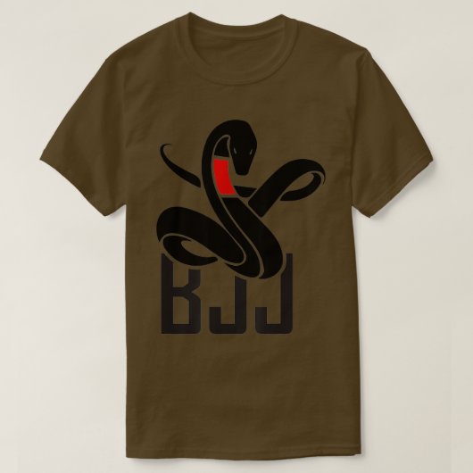 ブラジル柔術マンバのヘビBJJブラックベルト Tシャツ (デザイン正面)