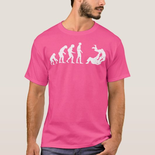 ブラジル柔術柔道進化おもしろい武術A Tシャツ (正面)