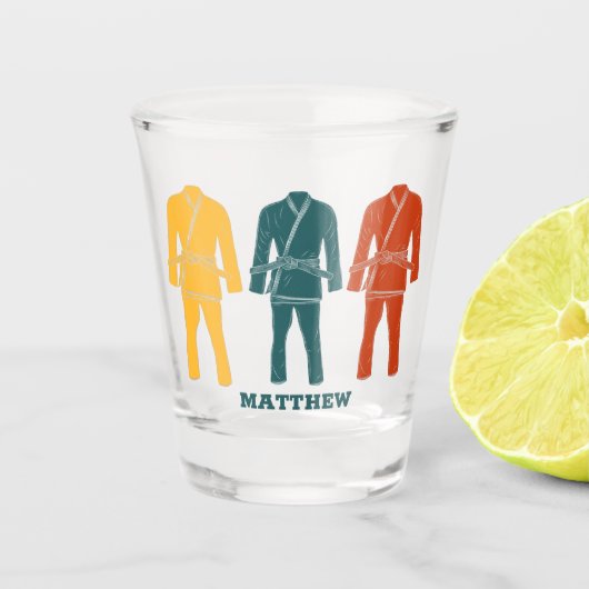 ブラジル柔術BJJギ制服パーソナライズされた ショットグラス (正面)