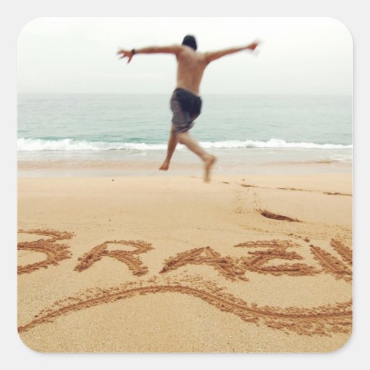 ブラジル水着を着た裸の男性 スクエアシール (正面)