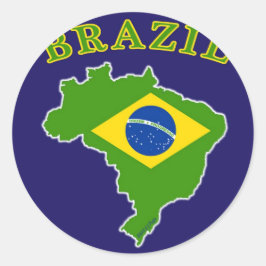 ブラジル海軍の地図/国旗 ラウンドシール