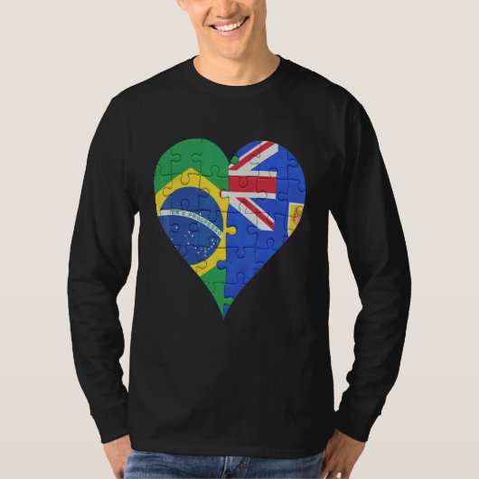 ブラジル産タークス・カイコス国旗のハート Tシャツ (正面)