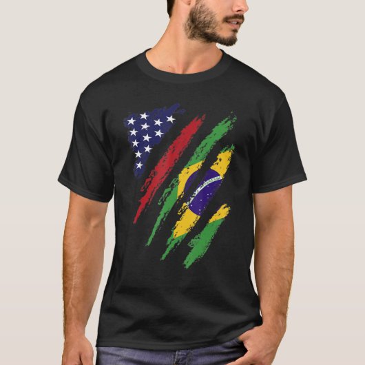 ブラジル米国国旗USAパトリオ伝統モ Tシャツ (正面)
