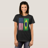 ブラジル米国旗誇りを持った米国ブラジル Tシャツ (正面フル)