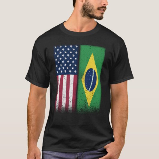 ブラジル米国旗誇りを持った米国ブラジル Tシャツ (正面)