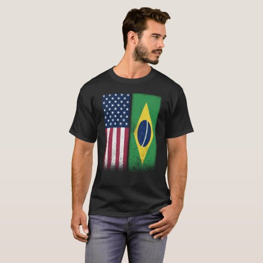 ブラジル米国旗誇りを持った米国ブラジル Tシャツ (正面フル)