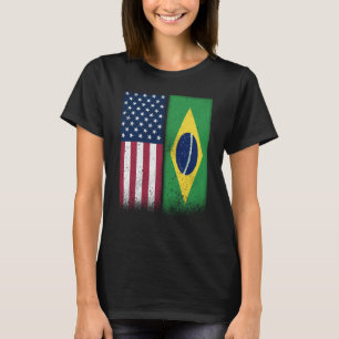 ブラジル米国旗誇りを持った米国ブラジル Tシャツ