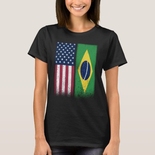 ブラジル米国旗誇りを持った米国ブラジル Tシャツ (正面)