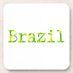 ブラジル緑と黄色のフォント コースター