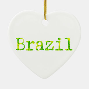 ブラジル緑と黄色のフォント セラミックオーナメント