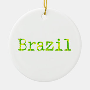 ブラジル緑と黄色のフォント セラミックオーナメント