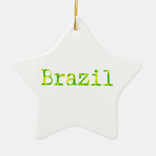 ブラジル緑と黄色のフォント セラミックオーナメント