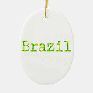 ブラジル緑と黄色のフォント セラミックオーナメント