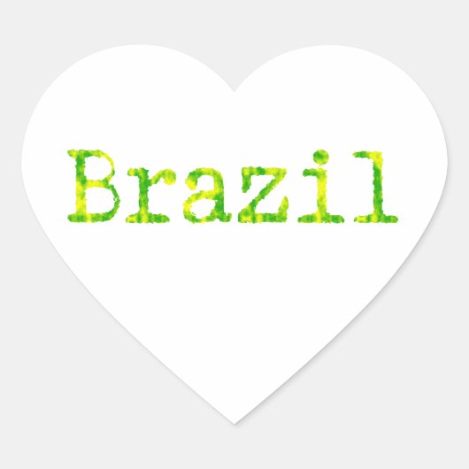 ブラジル緑と黄色のフォント ハートシール (正面)