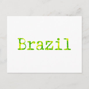 ブラジル緑と黄色のフォント ポストカード