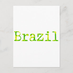 ブラジル緑と黄色のフォント ポストカード