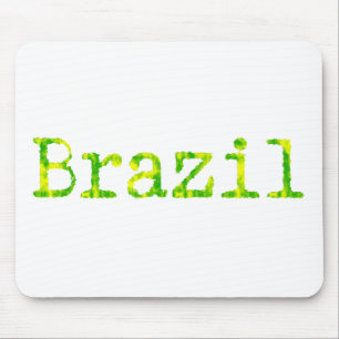 ブラジル緑と黄色のフォント マウスパッド