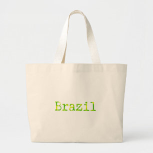 ブラジル緑と黄色のフォント ラージトートバッグ