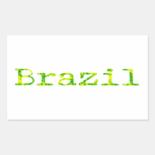 ブラジル緑と黄色のフォント 長方形シール