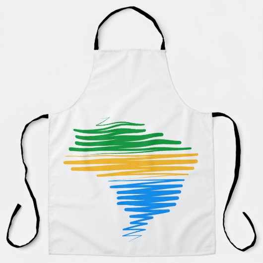 ブラジル縁ど国旗の色を使用したブラジルの地図 エプロン (正面)