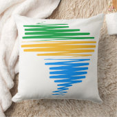 ブラジル縁ど国旗の色を使用したブラジルの地図 クッション (ブランケット)