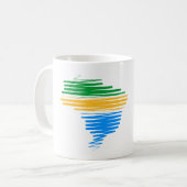 ブラジル縁ど国旗の色を使用したブラジルの地図 コーヒーマグカップ (正面左)