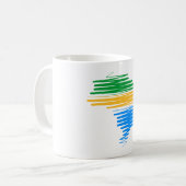 ブラジル縁ど国旗の色を使用したブラジルの地図 コーヒーマグカップ (正面左)