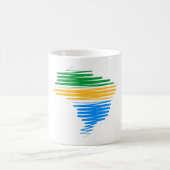 ブラジル縁ど国旗の色を使用したブラジルの地図 コーヒーマグカップ (中央)
