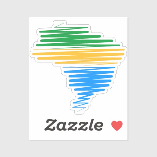 ブラジル縁ど国旗の色を使用したブラジルの地図 シール (シート)