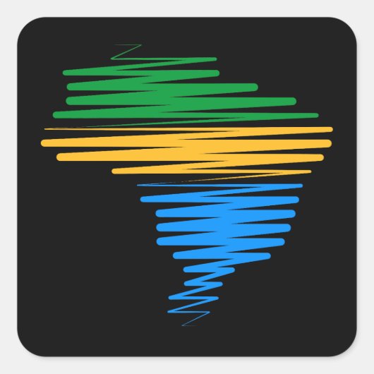 ブラジル縁ど国旗の色を使用したブラジルの地図 スクエアシール (正面)