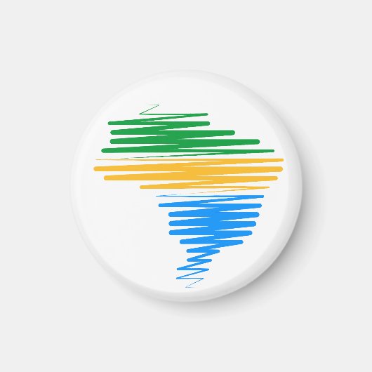 ブラジル縁ど国旗の色を使用したブラジルの地図 マグネット (正面)