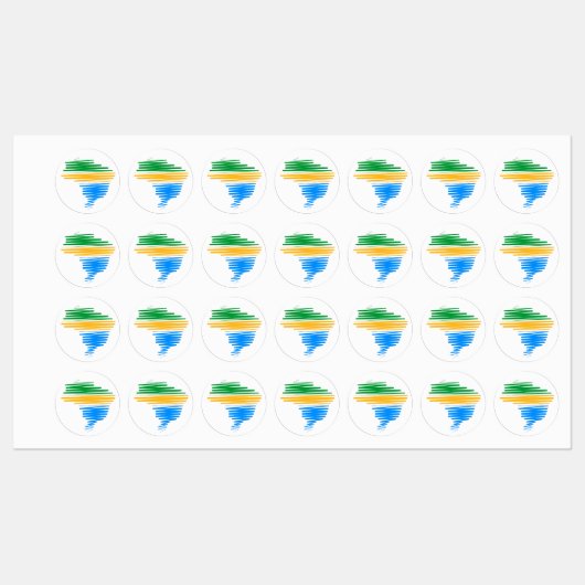 ブラジル縁ど国旗の色を使用したブラジルの地図 ラベル (シート)