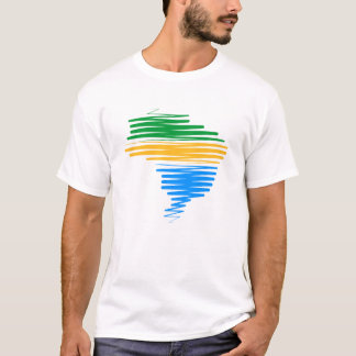 ブラジル縁ど国旗の色を使用したブラジルの地図 Tシャツ