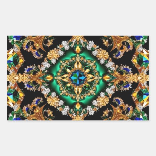 ブラジル色の四角形シール 長方形シール (正面)