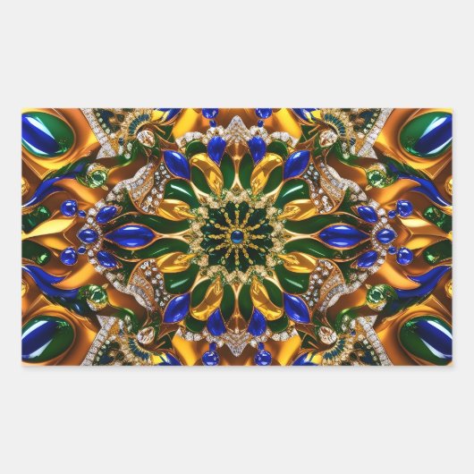 ブラジル色の四角形シール 長方形シール (正面)