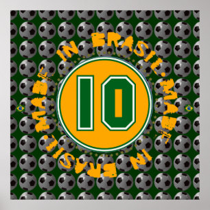 ブラジル10サッカーの壁の装飾 ポスター